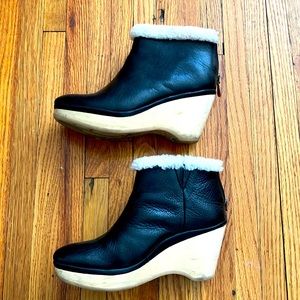 Gentle souls leather and shearling wedges